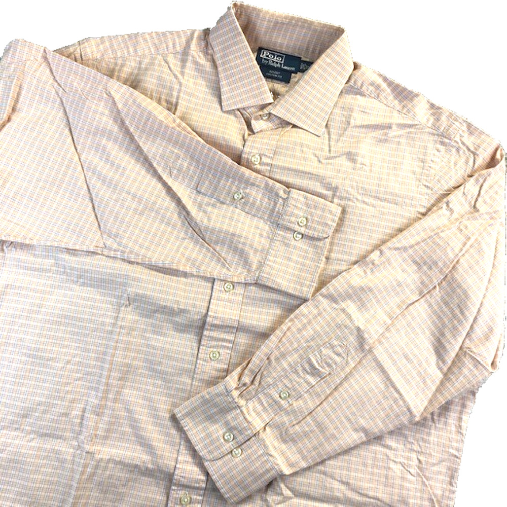 Ralph Lauren Mens Dress Shirt XL 18-34/35 Regent Custom Fit Long Sleeve Peach